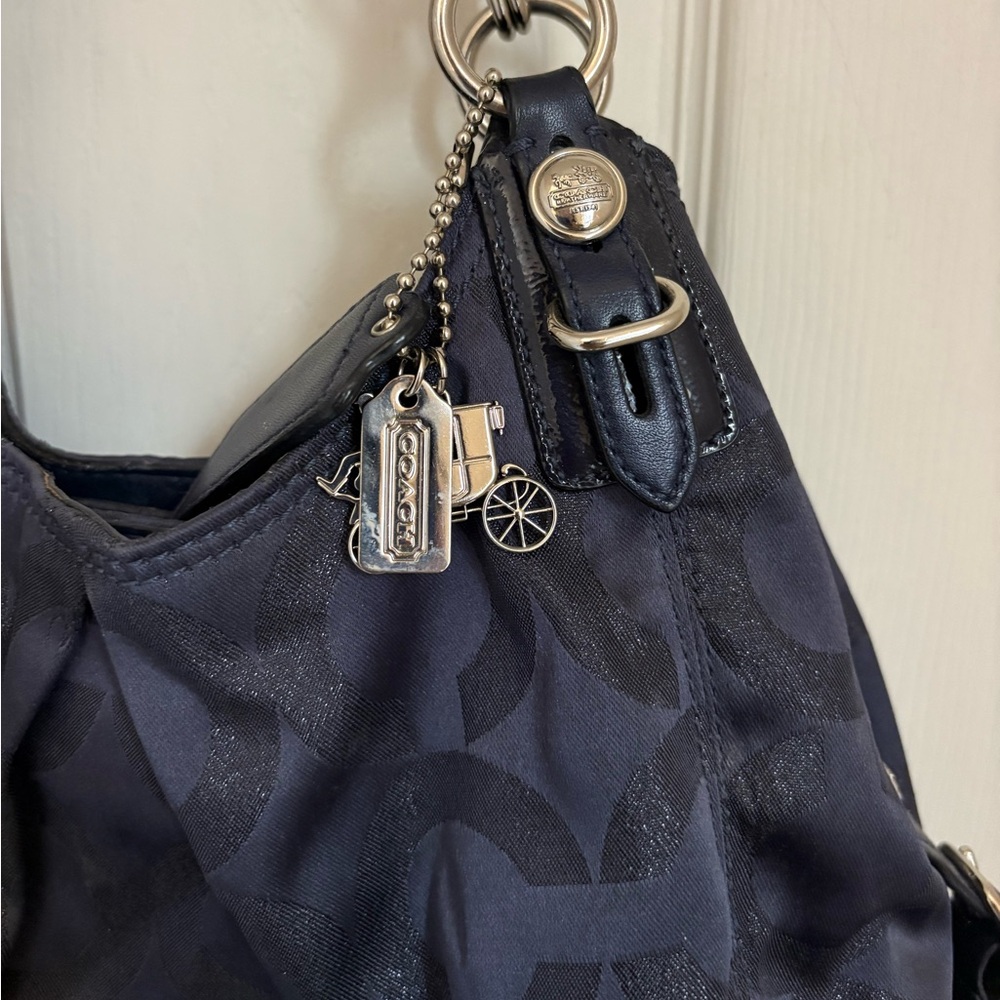 COACH Maggie Shoulder Bag in Navy with Silver Hardware - Picture 4 of 11